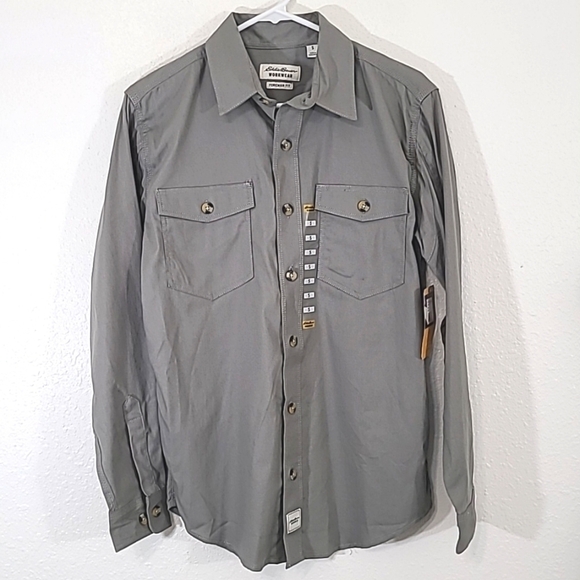 *NWT* EDDIE BAUER Workwear Gray Foreman Fit Long Sleeve Shirt, size Small - Picture 1 of 9
